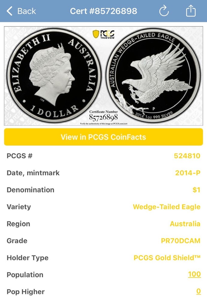2014 Proof Australian Wedge-Tailed Eagle PCGS PR70DCAM Gold Shield (Secure +)