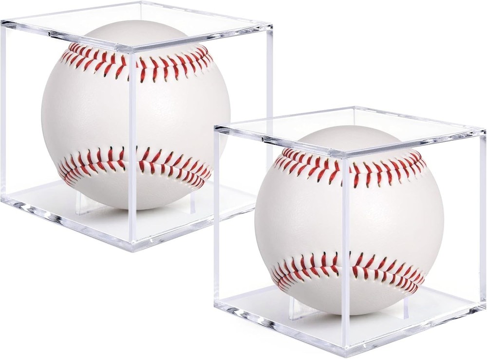 Durable Acrylic Baseball Display Cases: Stackable Design for Collectors (2 Pack)