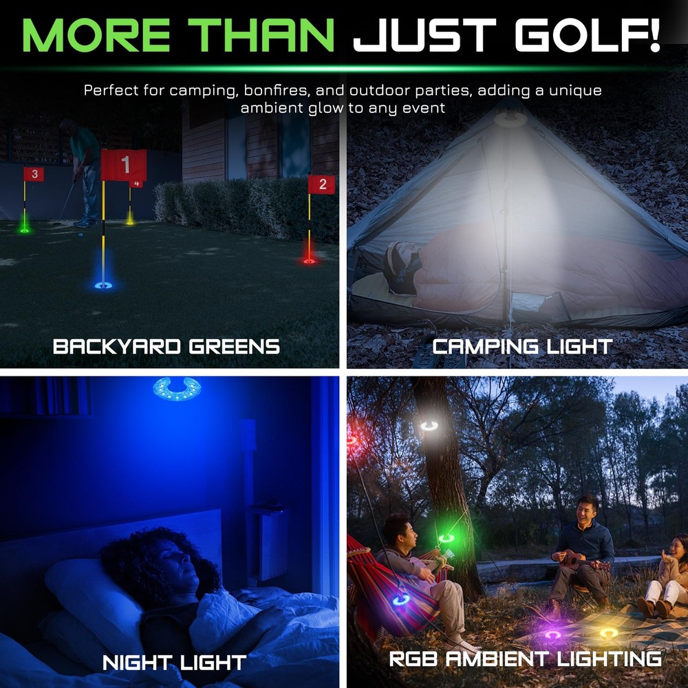 Rechargeable LED Golf Hole Light - Waterproof Focused Illumination, Remote