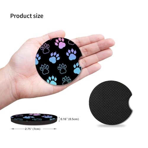Absorbent Car Coasters for Cup Holders, 2 Pack Universal Neoprene Car Coasters