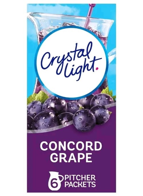 6 Boxes Crystal Light Concord Grape Drink Mix Sugar Free 36 Pitcher Packets