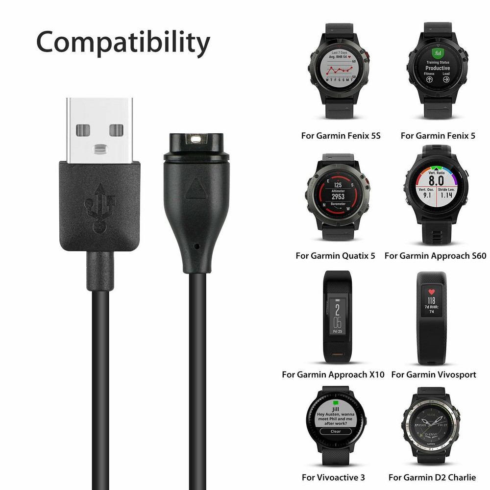 Garmin Instinct 2X Solar Charger Replacement Charging Charge Cable Cord USB