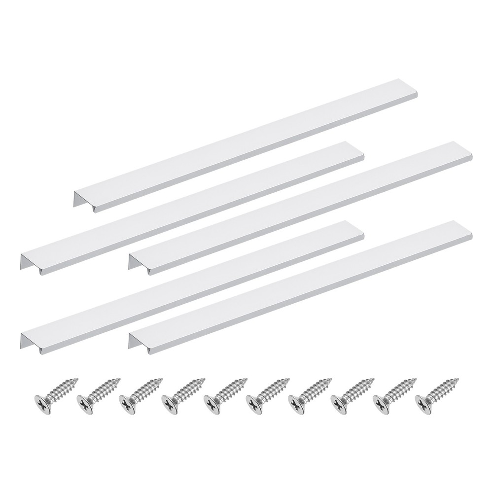 Cabinet Edge Finger Pull, 5pcs 400mm / 15.75" Hidden Cabinet Pulls, Silver