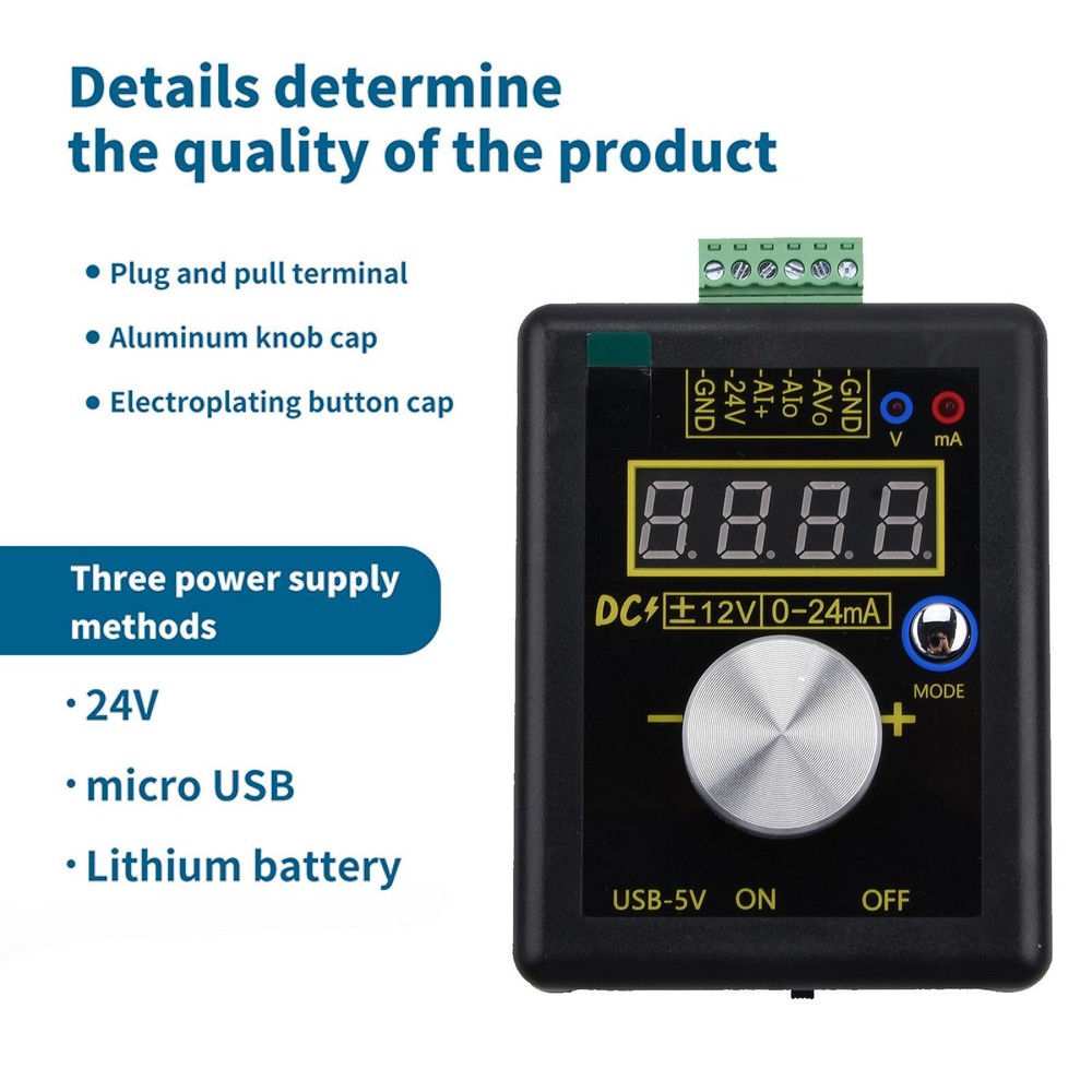 DC 0~10V 0~24mA Current Voltage Analog Simulator Signal Generator w/ Battery