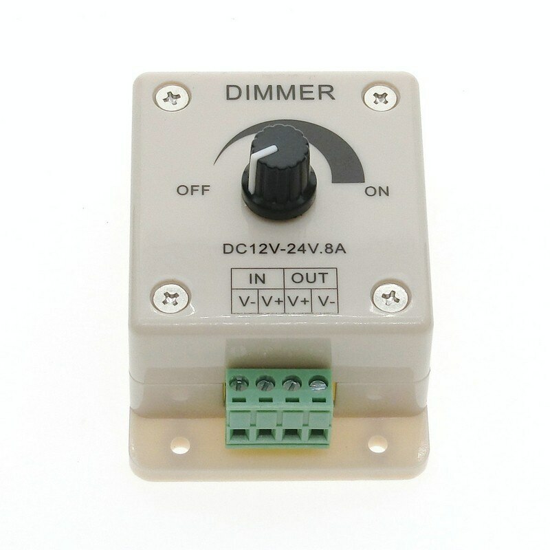 Manual Dimmer Switch for LED Strip Light, 12V 8A Mountable with Terminals