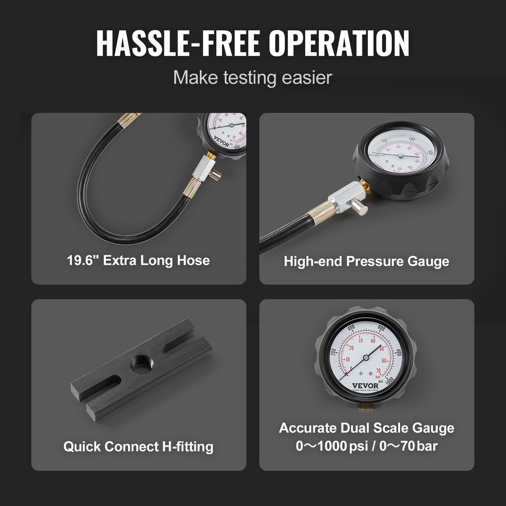 VEVOR Diesel Engine Cylinder Compression Tester Pressure Test Tool Kit 18 PCS