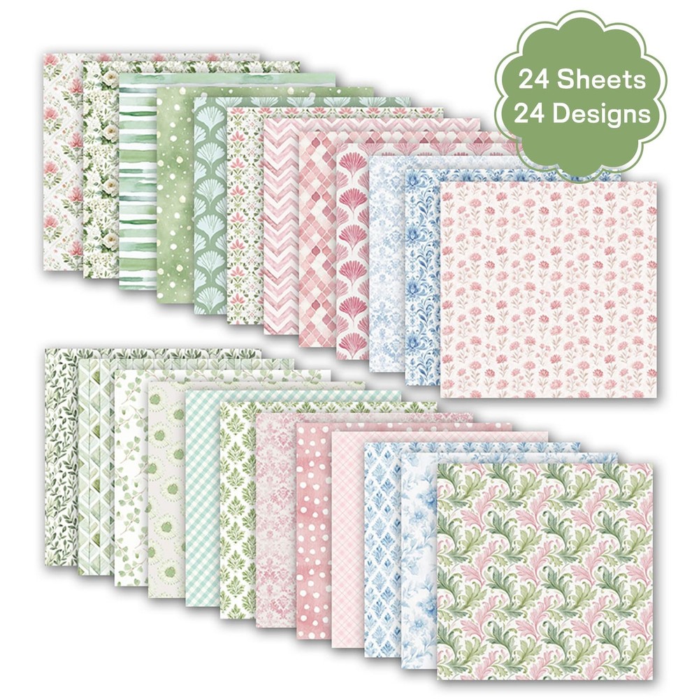 Scrapbook Paper Boho Patterned Paper for Scrapbooking, Double Sided Floral De...