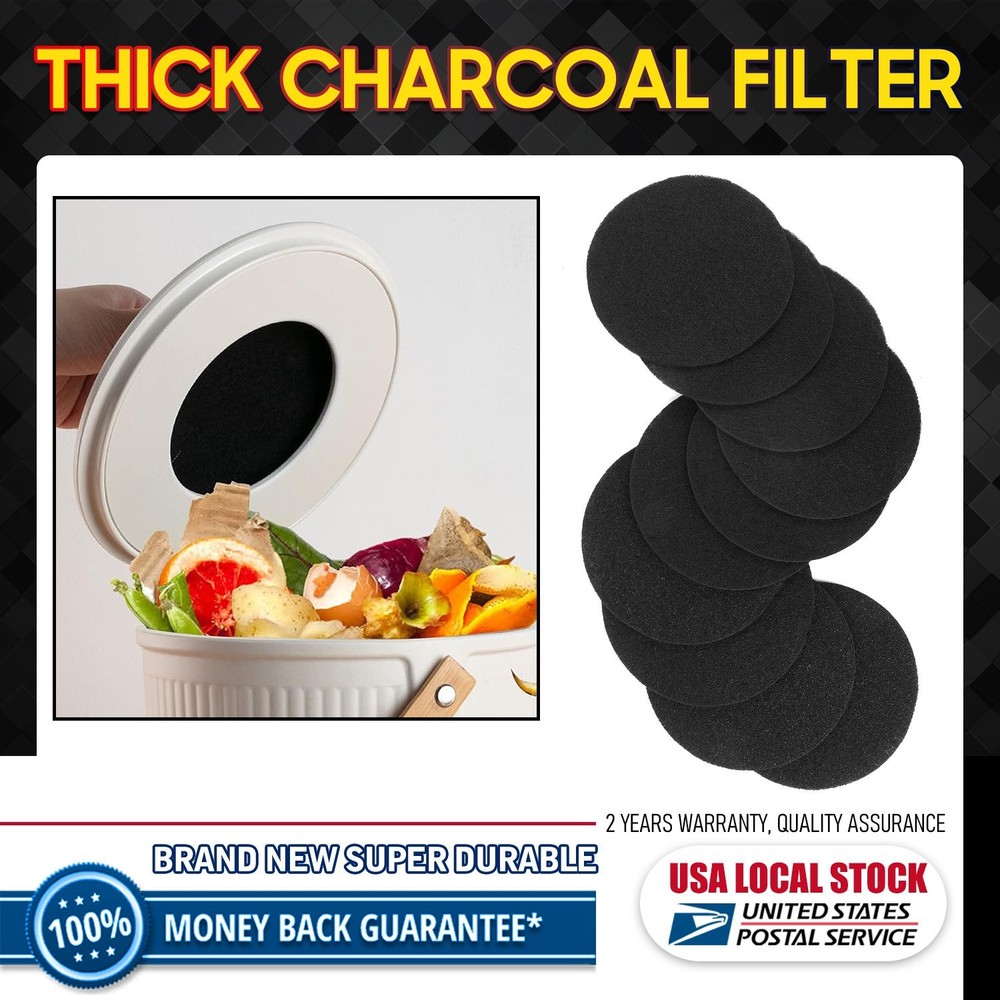 6.7" Round Charcoal Filter Extra Thick 0.4" For Kitchen Compost Bin Replace