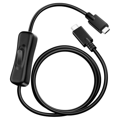 USB Type-C On Off Switch Cable [3.3ft], USB 3.1 C to C Cable with Switch Black