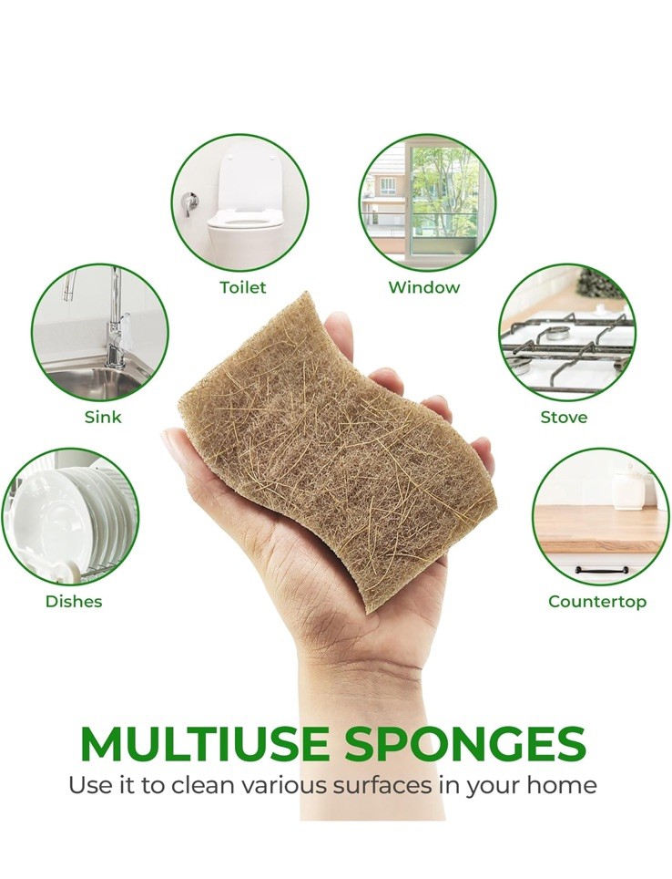 AIRNEX Natural Kitchen Sponge - Biodegradable Compostable 12 pack