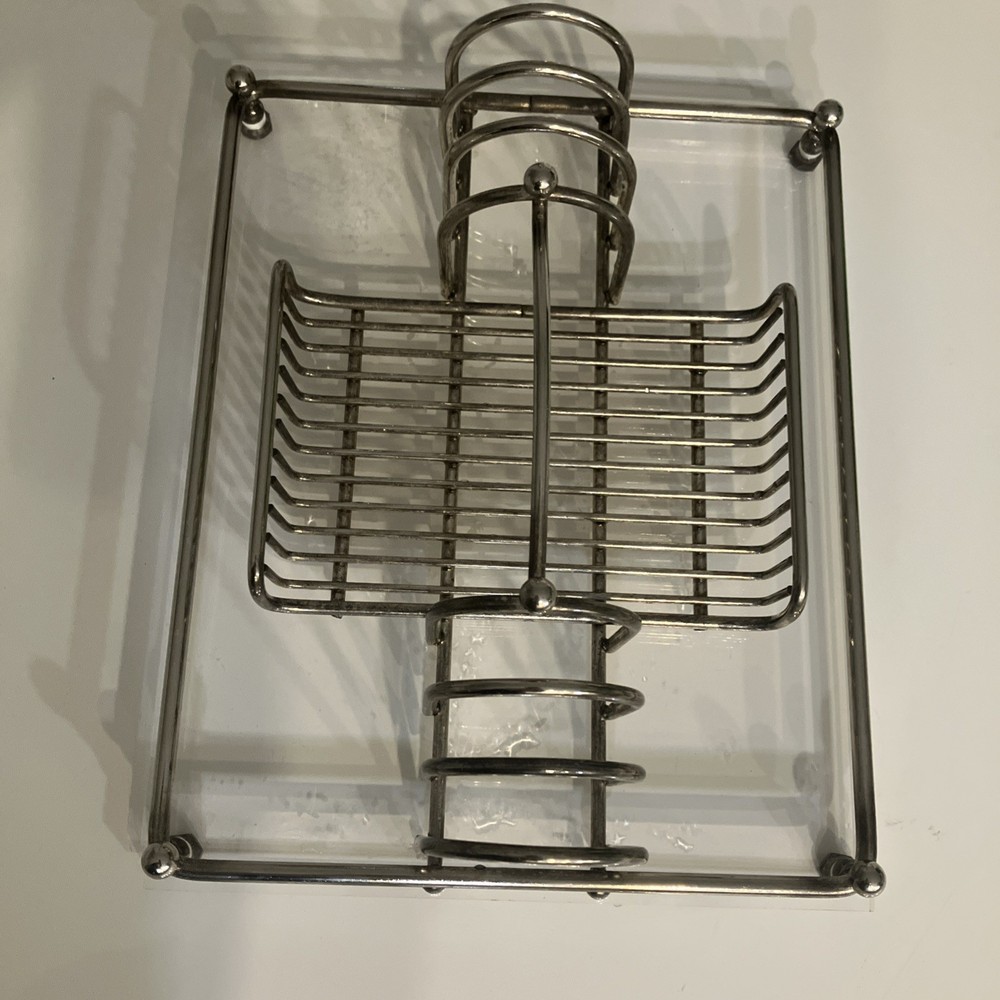 Vintage TRAY- Chrome & Lucite MCM Silverware Caddy - Silverware NOT Included