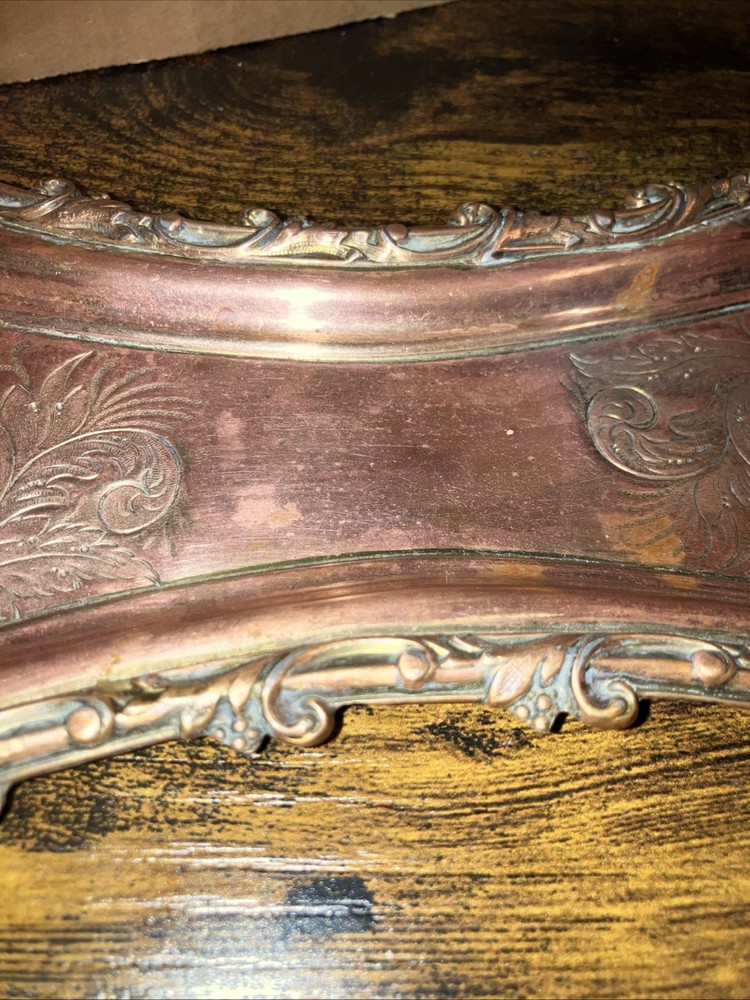 SNUFFER TRAY COPPER PLATE ON SILVER? 9”x4”
