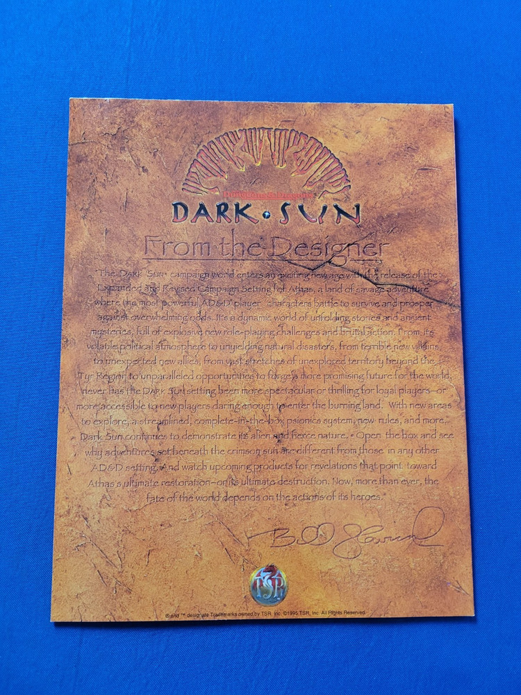 Dark Sun Conspectus - AD&D