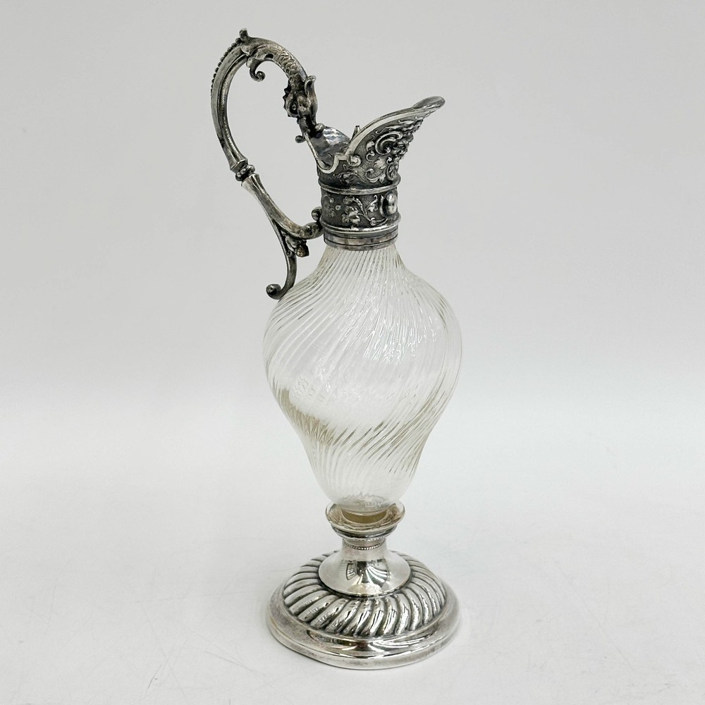 WMF Germany Silverplate Mounted Glass Ewer c1900