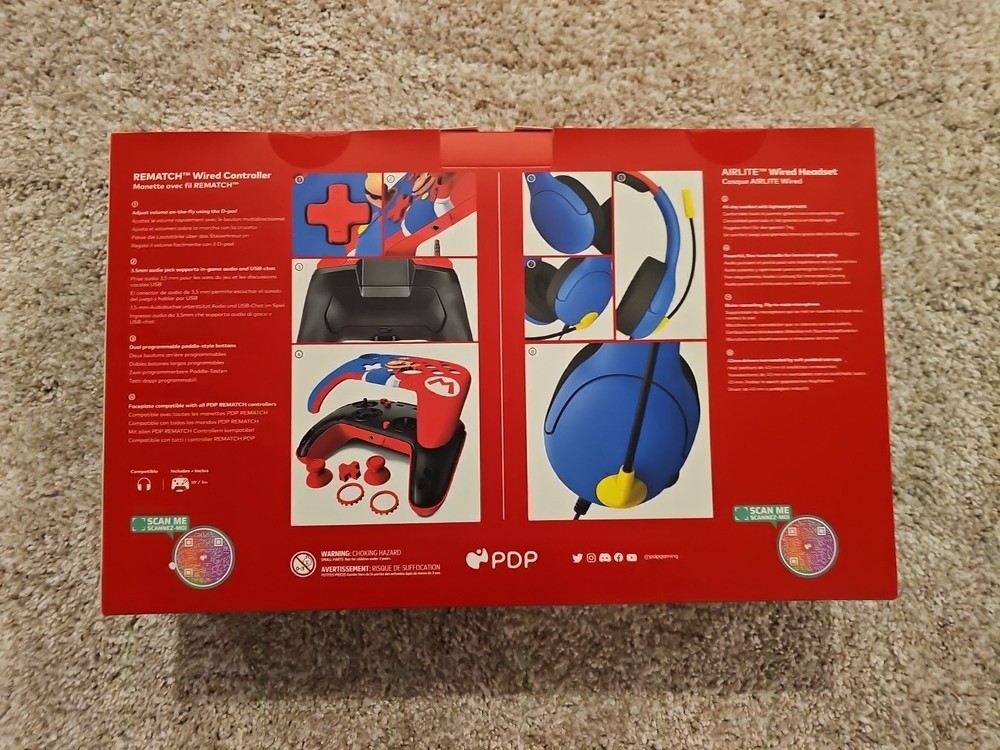 Super Mario Wired Headset Controller Bundle PDP - Nintendo Switch - FAST SHIP