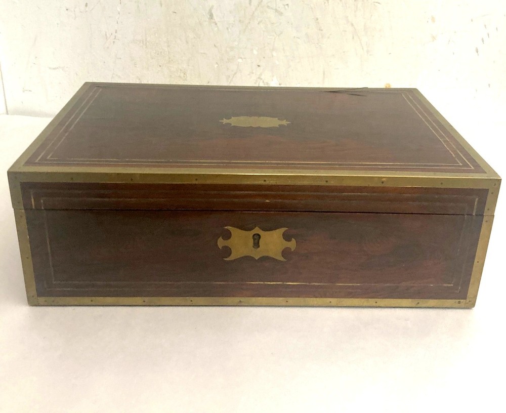 Antique Campaign Style Lap Desk Rosewood