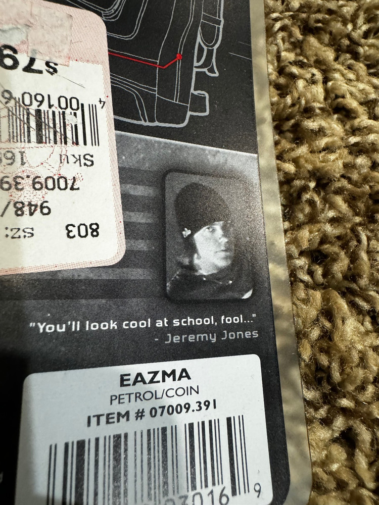 Subject, "The EAZMA" snowboarding backpack.