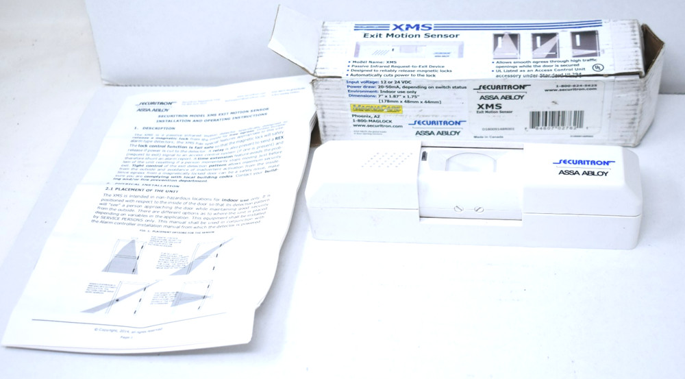 Securitron XMS Exit Motion Sensor Passive Infrared 12/24 VDC Assa Abloy