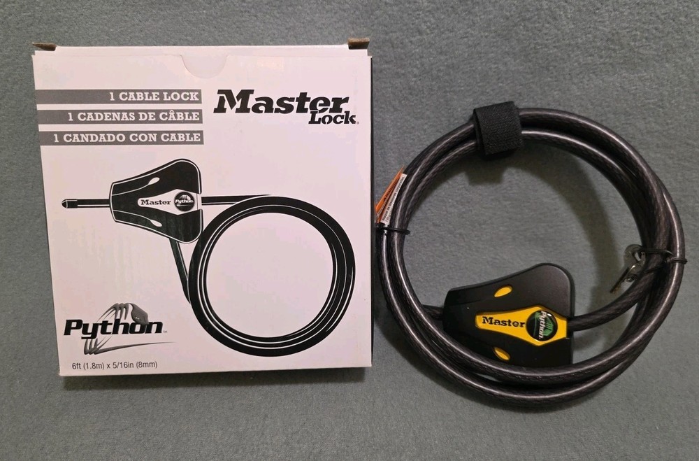 Master Lock Python Adjustable 6' Cable Lock w/ Keys Model 8419KA4534 New in Box