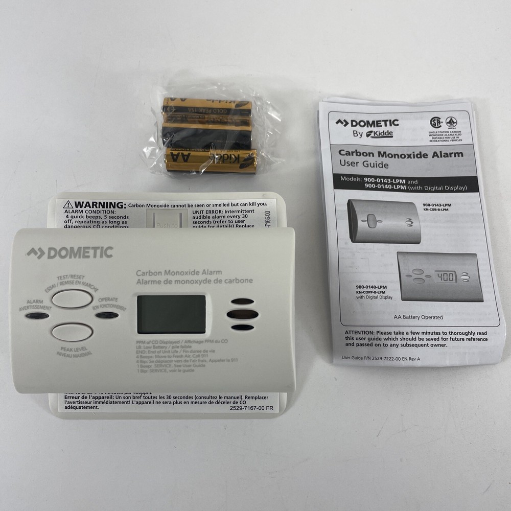 Carbon Monoxide Alarm Detector Digital Display Battery Power RV Camper Home