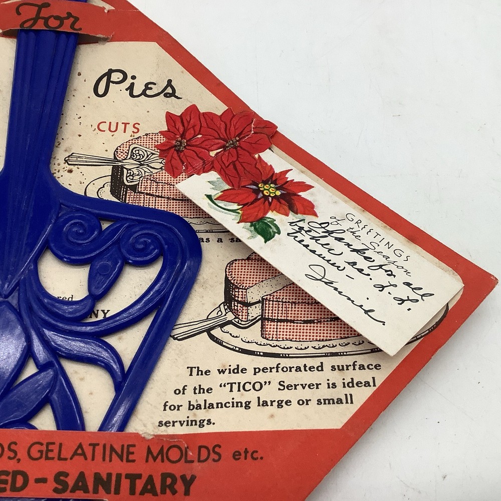 Tico Blue Hard Plastic Cake Pie Server Original packaging 9x4” Vintage