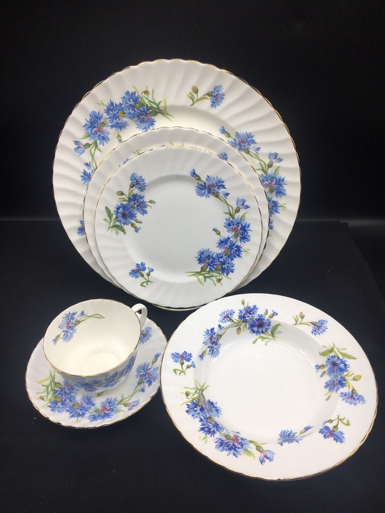 Replacement Adderley Cornflower Fine Bone China-Set of 6 Gorgeous Pieces ~