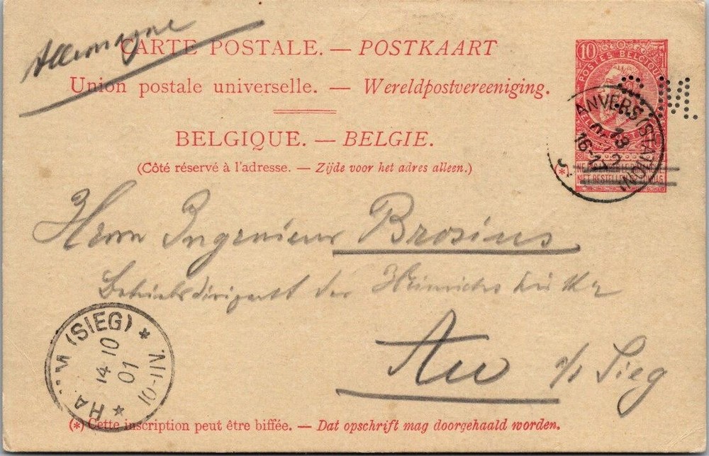 Belgium 1902 Anvers Station Postcard - J16709