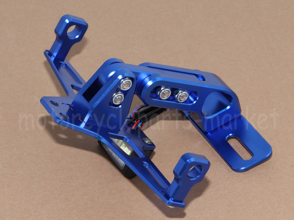 Aluminium Blue Adjustable Folding License Plate Holder Tail Light Mount Bracket