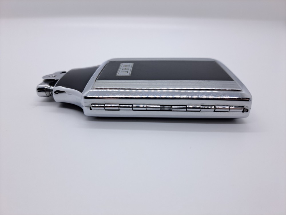 Vtg Ronson Mastercase Art Deco Cigarette Case Combo Lighter Black & Silver As Is