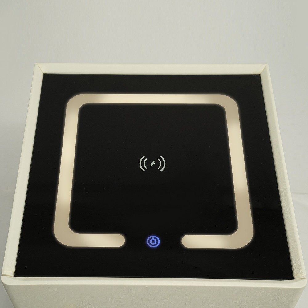 Led Nightstand with Wireless Charging and Safe Box Night Stand, Bedside Table