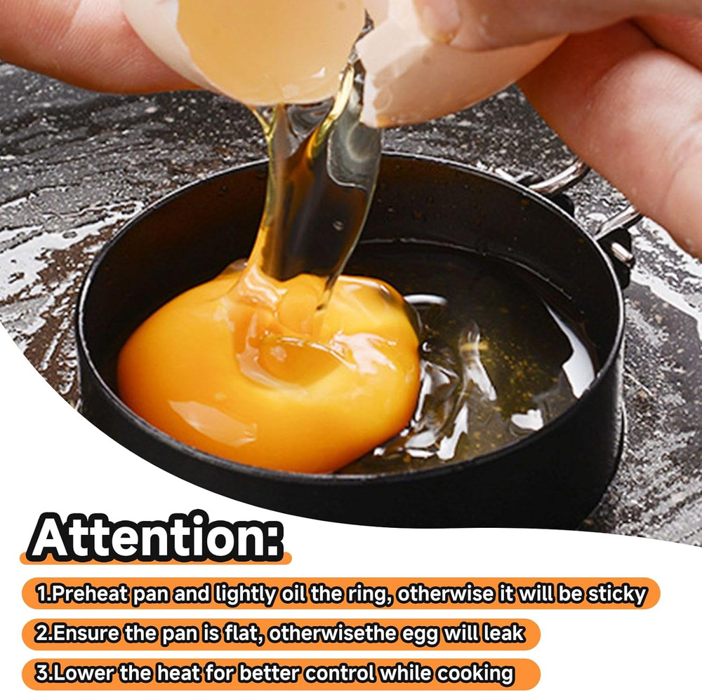 4 Pack Egg Ring Compatible with Blackstone Griddle, 3.5" Egg Rings with Silicone