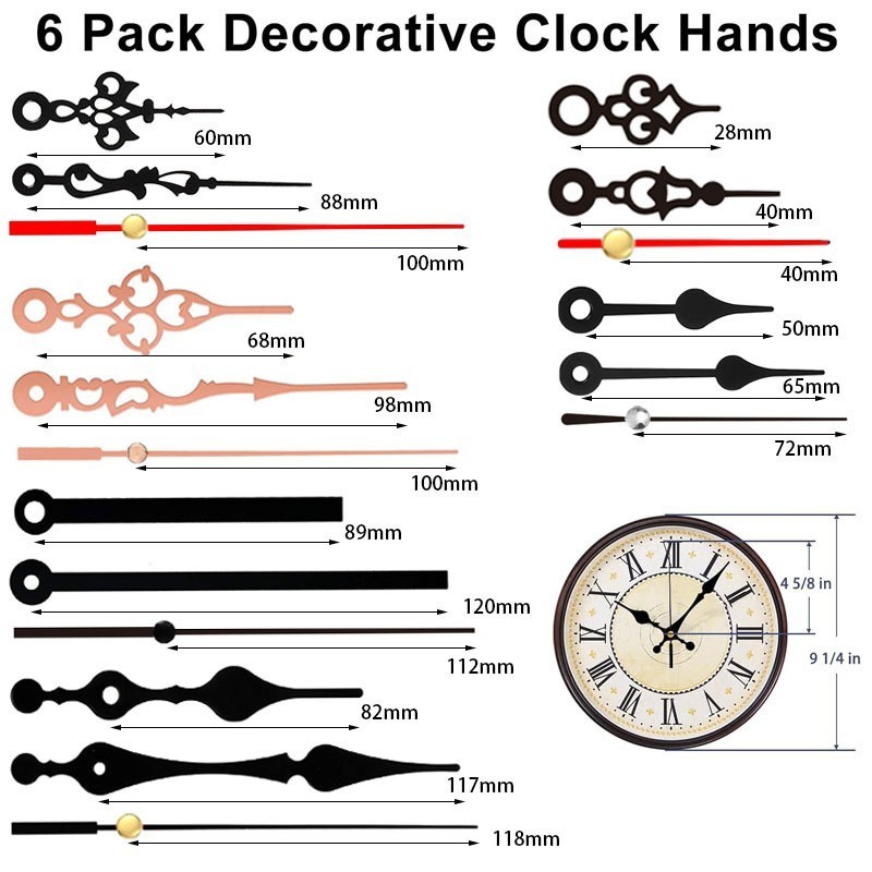 Crafters' Choice Complete Pendulum Clock Mechanism and Elegant Metal Hands Set