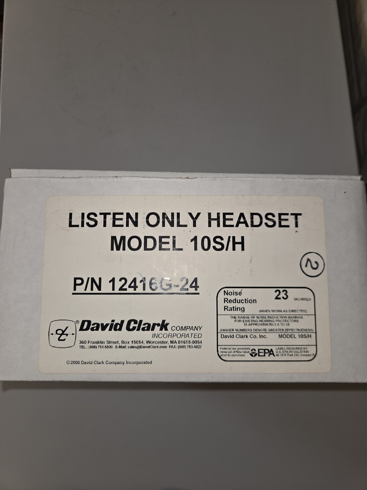 David Clark 10S/H Stereo Headset ( Listen Inly)