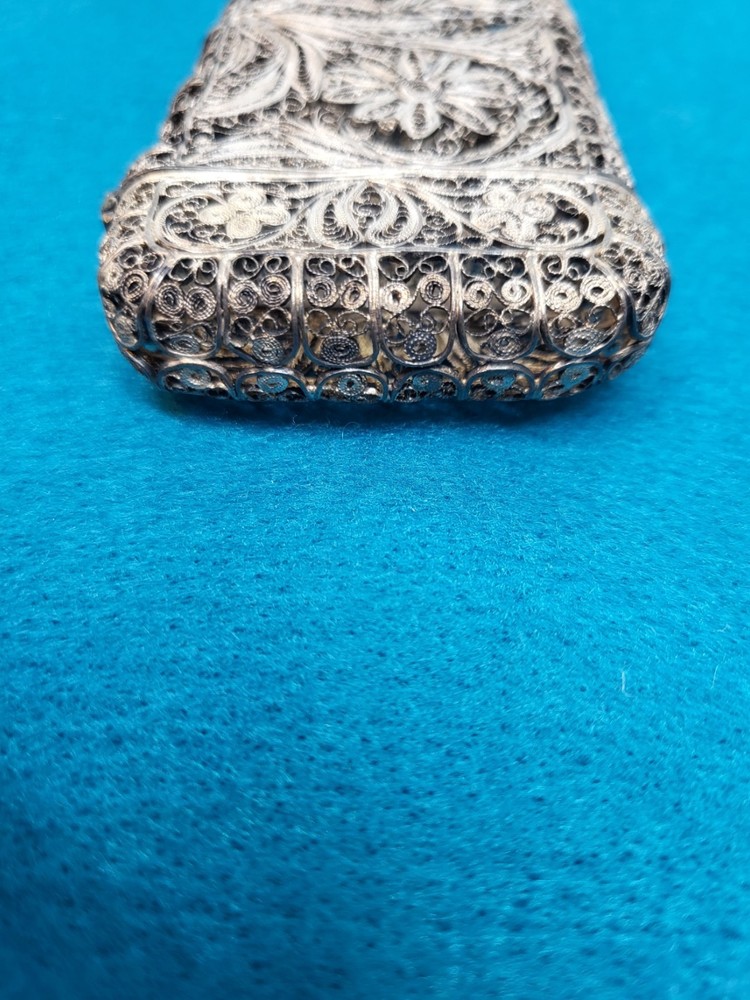 Antique Silver? Filigree Card Case Cigarette Case? Old Scroll Work Two Designs