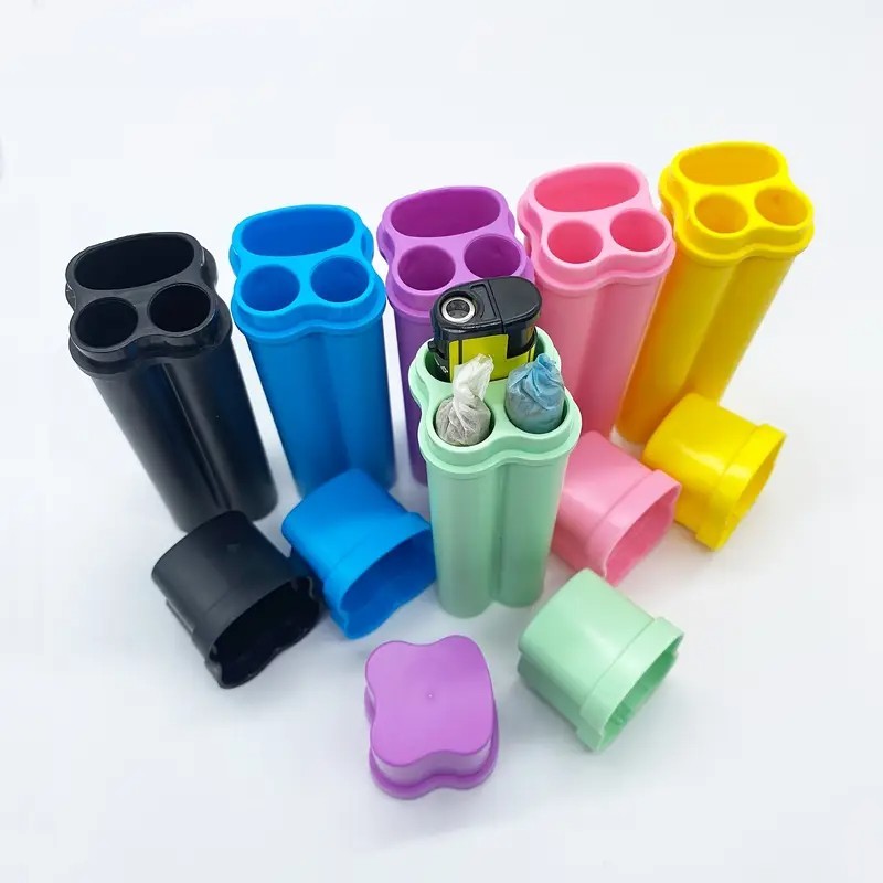 Pre-roll storage container - black - hold 2 pre-roll cigarettes and 1 lighter