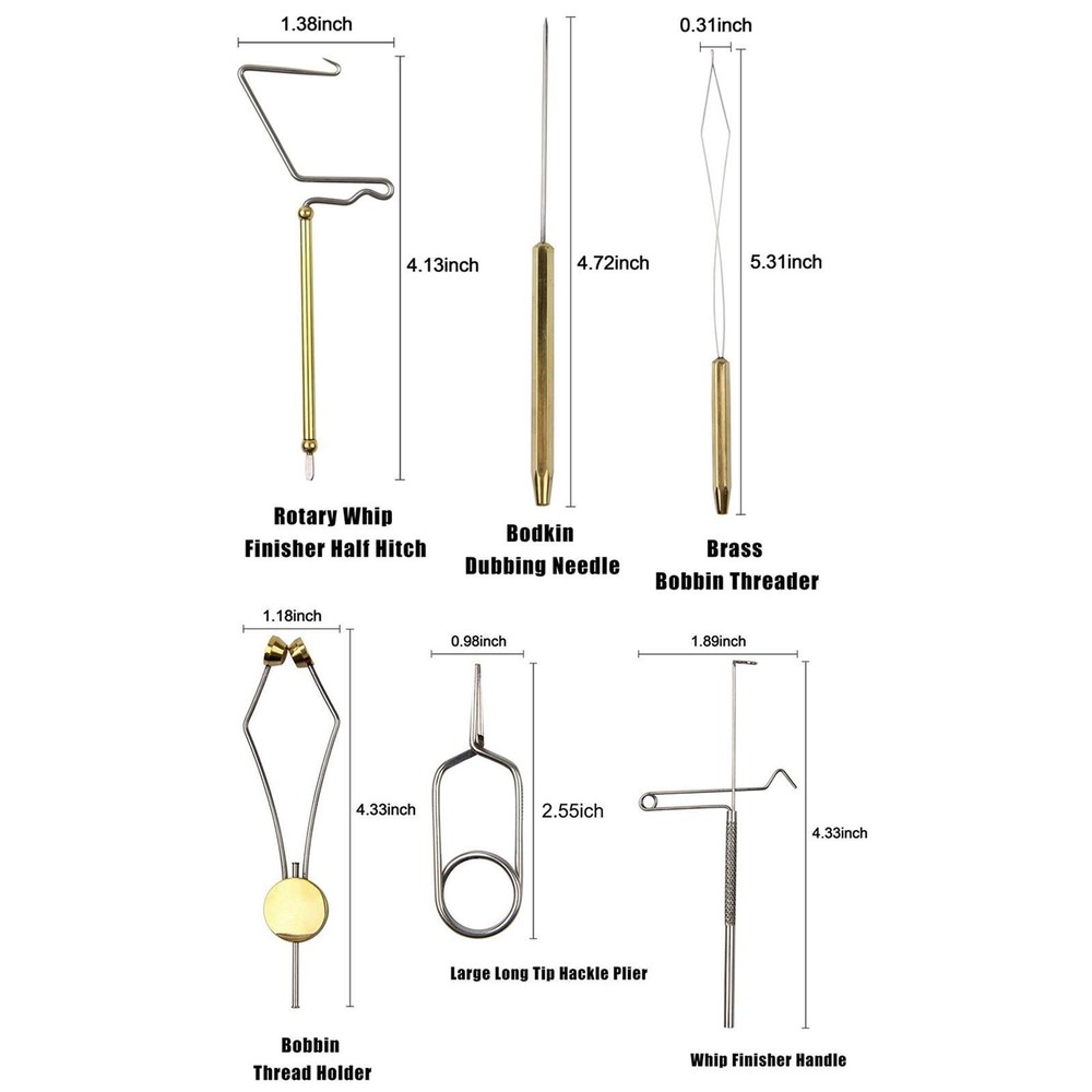 6Pieces Fly Tying Tool Brass Bobbin Threader Large Long Tip