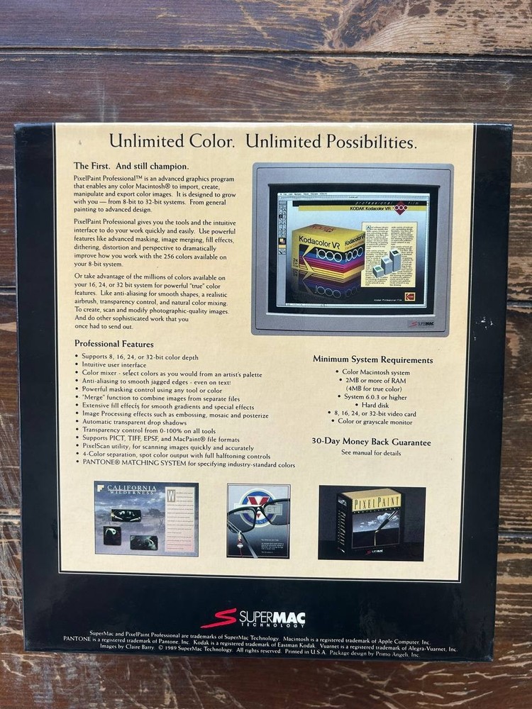 Vintage SUPERMAC PIXEL PAINT PROFESSIONAL GRAPHICS Software Apple Macintosh