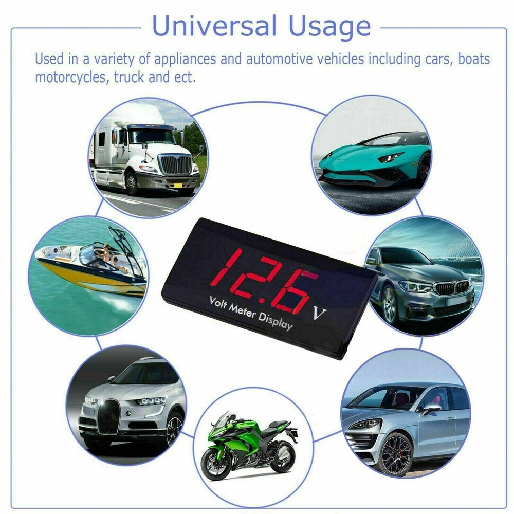 12V Digital LED Display Voltmeter Voltage Gauge Panel Meter Car Motorcycle