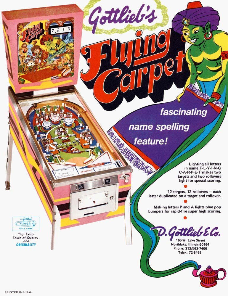 1972 Gottlieb Flying Carpet Pinball Machine Rubber Ring Kit