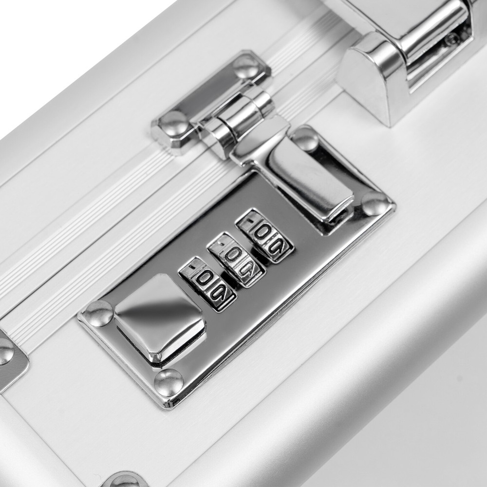 Silver Aluminum Flight Case Hard Men Locking Briefcase Safety Toolbox Office