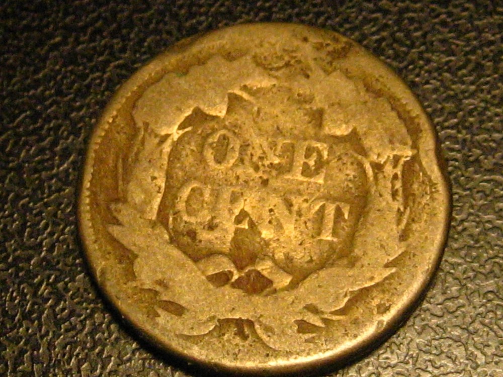 1857 Flying Eagle Cent Damaged