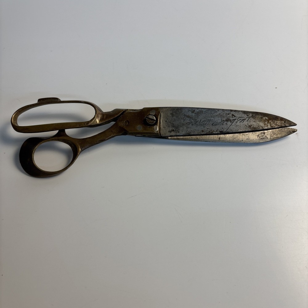 Vintage Brass Tailor Shears Engraved Jason Sargent