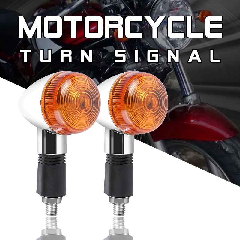 4x Motorcycle Turn Signal Blinker Indicator Light Amber Bullet Front Rear Chrome