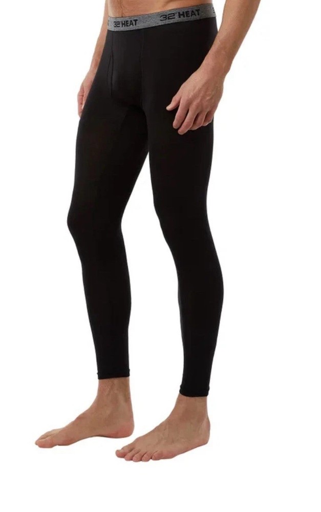 32 Degrees Heat Men's 2-Pack Stretch Quick-Dry Base Layer Pants, Black, Size XL