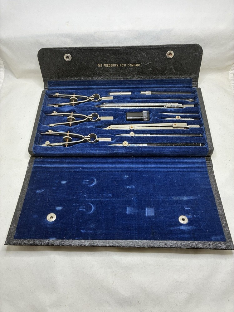 Fredrick Post Draftsmaster 1130C Drafting Compass Set W/Case Germany Complete