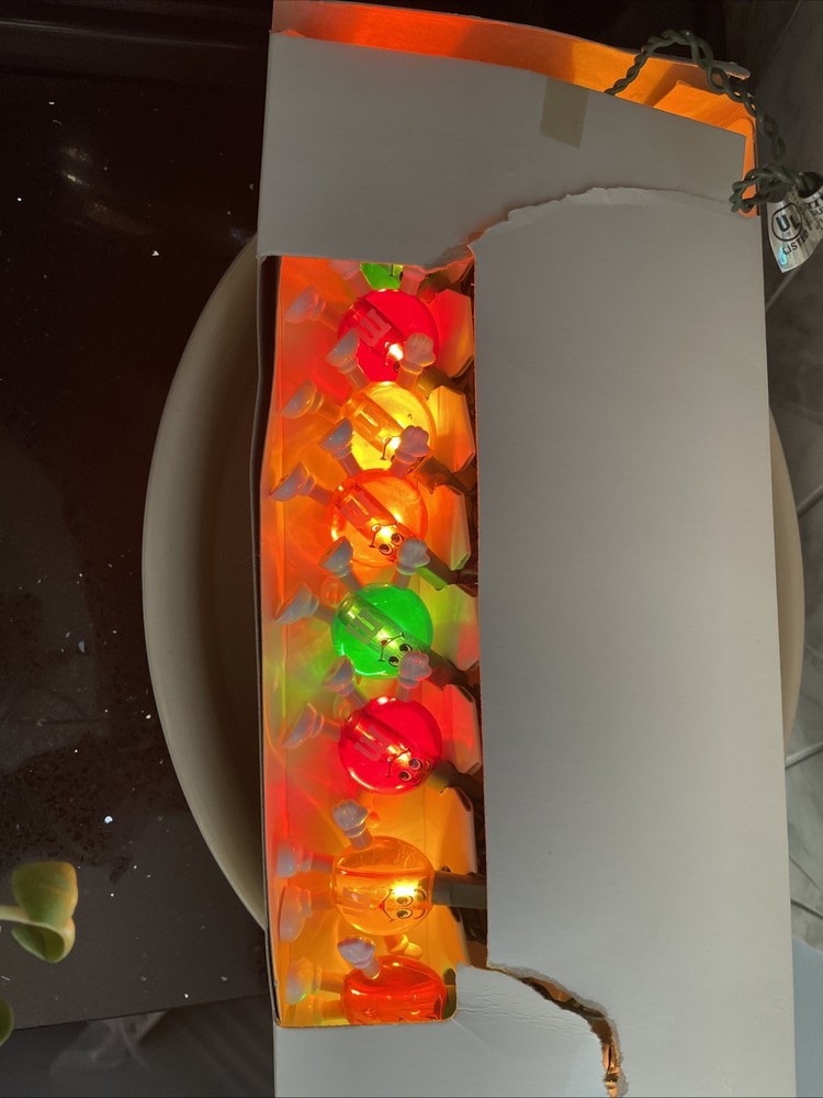 Two Vintage Collectible M&M Happy Light String Set-20 Light Set, NIB