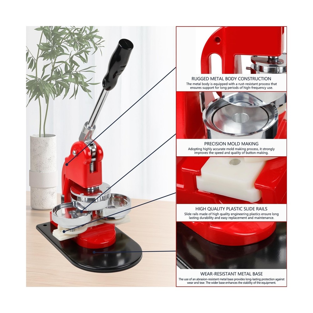 Button Maker Machine Set, Multiple Sizes Button Maker Machine 58+75mm, Push P...