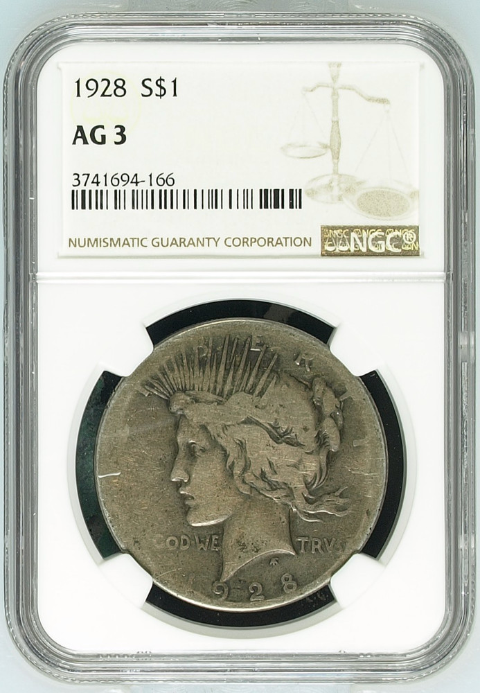 1928 NGC AG3 Peace Silver Dollar