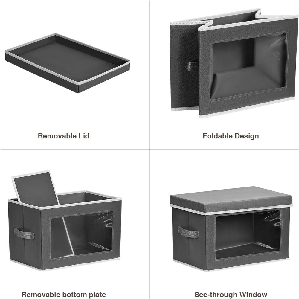 Storage Bins with Lids - Fabric Storage Boxes with Lids, Collapsible Storage Bin