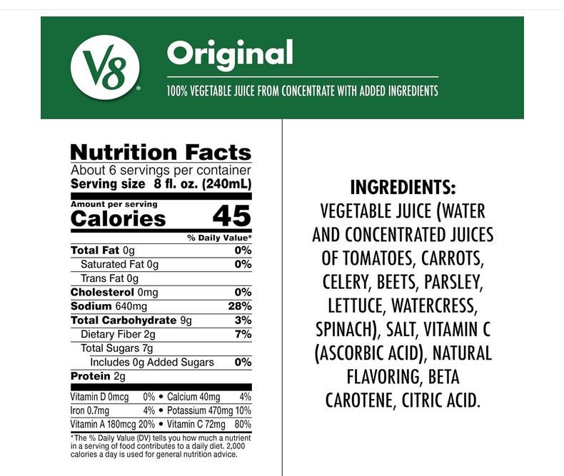 V8 Original 100% Vegetable Juice, 46 fl oz Bottle